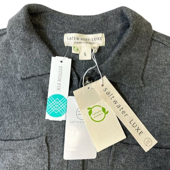 Saltwater LUXE Long Sleeve Sweater Shacket Cardigan Minimalist Classic Sz S NWT - Picture 8 of 13